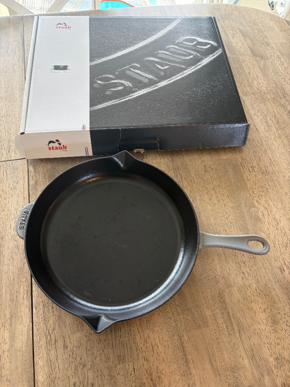 Staub enameled cast iron pan